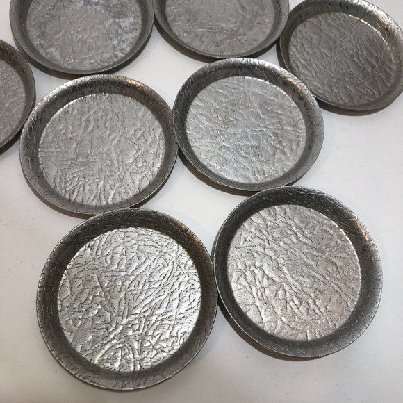 VTG Mid Century Norben 3" Aluminum Coasters MCM Lot of 8 - Picture 4 of 9